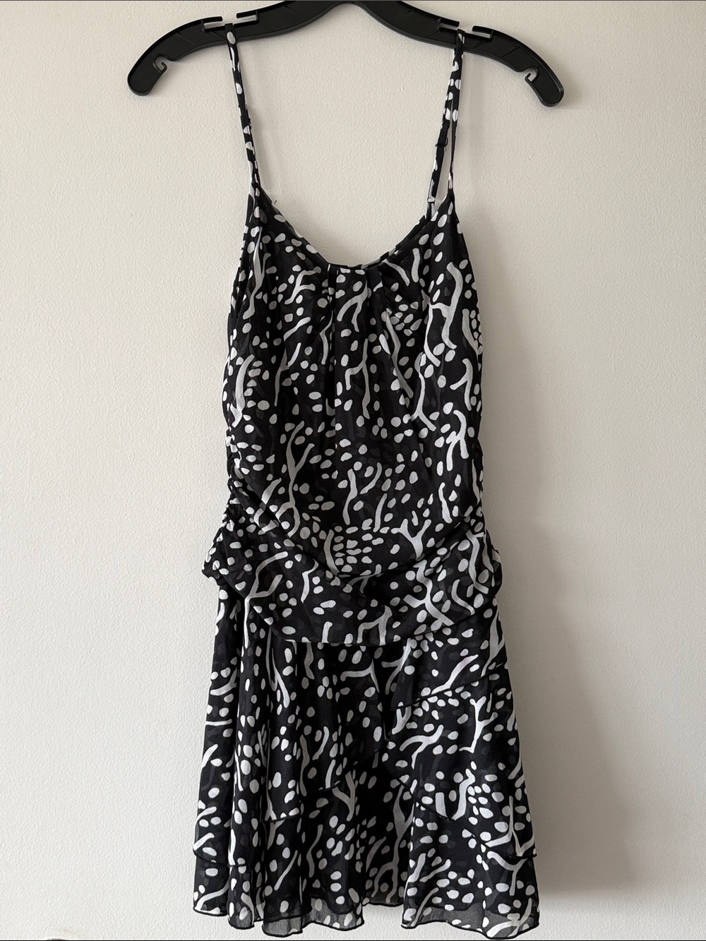 NWT DVF Diane von Furstenberg x Target Black Mesh Ruffle Mini Dress Sea Spots M